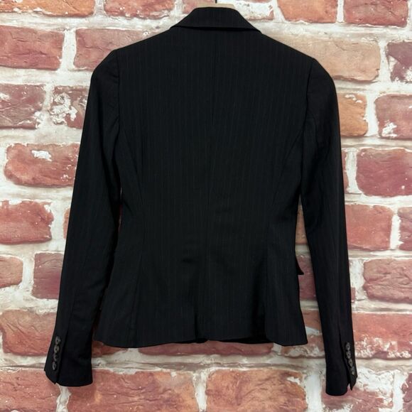 Elie Tahari Jacket Women's XXS Petite Black Blue Pinstriped Career Work Blazer - Picture 4 of 8